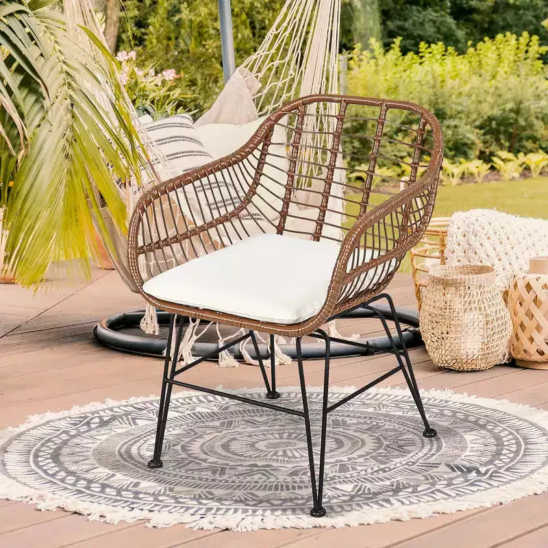 Costway Ensemble de bistro 3 pièces en rotin pour terrasse, table basse, fauteuil de jardin