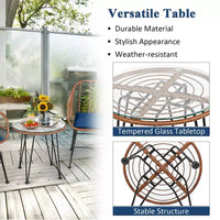 Costway Ensemble de bistro 3 pièces en rotin pour terrasse, table basse, fauteuil de jardin