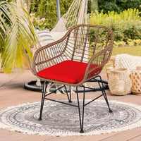 Costway Ensemble de bistro 3 pièces en rotin pour terrasse, table basse, fauteuil de jardin