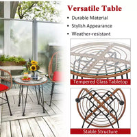 Costway Ensemble de bistro 3 pièces en rotin pour terrasse, table basse, fauteuil de jardin