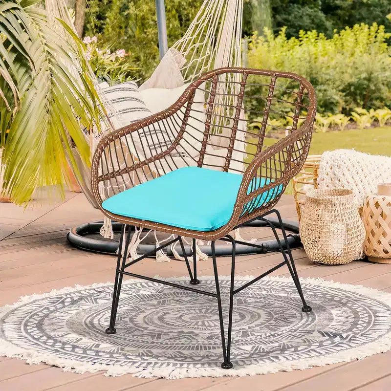 Costway Ensemble de bistro 3 pièces en rotin pour terrasse, table basse, fauteuil de jardin
