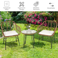 Costway Ensemble de bistro 3 pièces en rotin pour terrasse, table basse, fauteuil de jardin