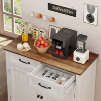Buffet de rangement de cuisine avec 2 tiroirs, meuble de bar à café, armoire d'entrée en bois avec double porte placard