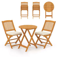 Costway Ensemble bistro pliable en bois 3 pièces pour patio, chaises avec coussins, conversation