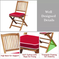 Costway Ensemble bistro pliable en bois 3 pièces pour patio, chaises avec coussins, conversation