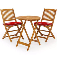 Costway Ensemble bistro pliable en bois 3 pièces pour patio, chaises avec coussins, conversation