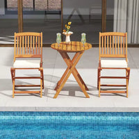 Costway Ensemble bistro pliable en bois 3 pièces pour patio, chaises avec coussins, conversation