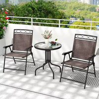 Costway Ensemble de Meubles de Jardin Bistrot 3 Pièces avec Trou de Parasol de 1,57 Pouces Ondulé