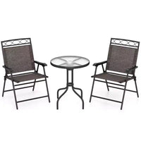 Costway Ensemble de Meubles de Jardin Bistrot 3 Pièces avec Trou de Parasol de 1,57 Pouces Ondulé