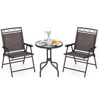 Costway Ensemble de Meubles de Jardin Bistrot 3 Pièces avec Trou de Parasol de 1,57 Pouces Ondulé