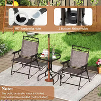 Costway Ensemble de Meubles de Jardin Bistrot 3 Pièces avec Trou de Parasol de 1,57 Pouces Ondulé