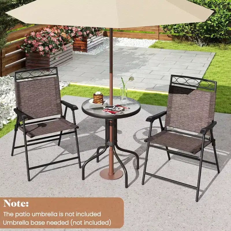 Costway Ensemble de Meubles de Jardin Bistrot 3 Pièces avec Trou de Parasol de 1,57 Pouces Ondulé
