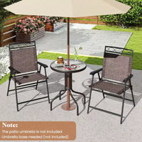Costway Ensemble de Meubles de Jardin Bistrot 3 Pièces avec Trou de Parasol de 1,57 Pouces Ondulé