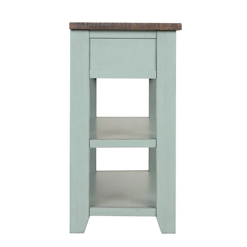 Console en bois avec 3 tiroirs de rangement et 2 étagères