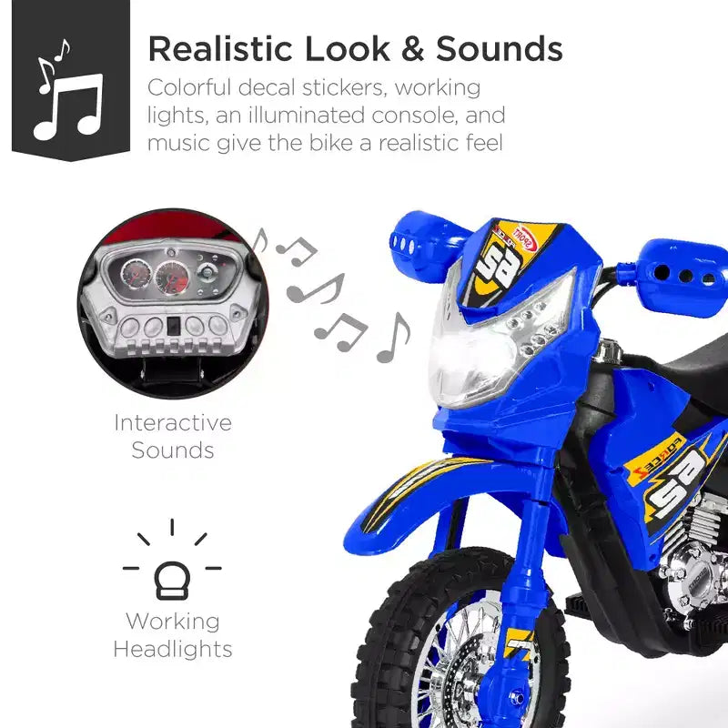 Moto Électrique 6V pour Enfants Best Choice Products avec Roues d'Apprentissage, Lumières et Musique