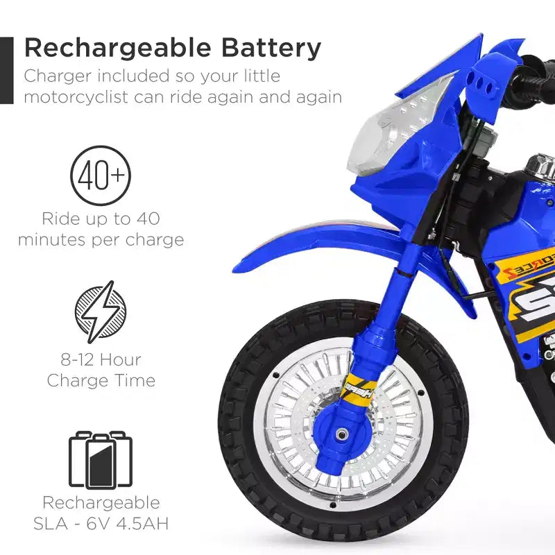 Moto Électrique 6V pour Enfants Best Choice Products avec Roues d'Apprentissage, Lumières et Musique