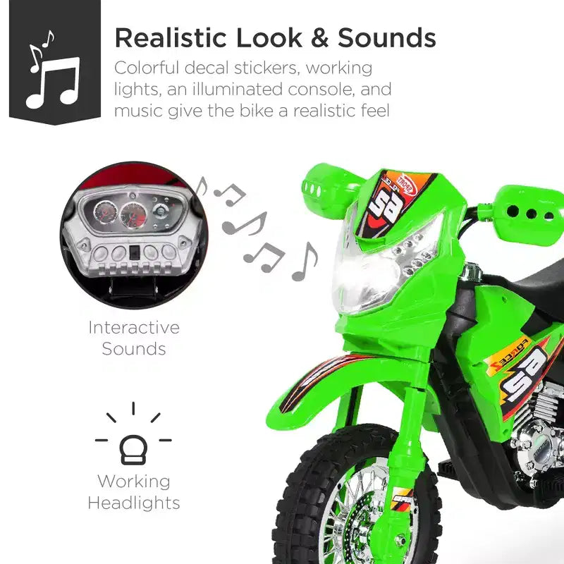 Moto Électrique 6V pour Enfants Best Choice Products avec Roues d'Apprentissage, Lumières et Musique