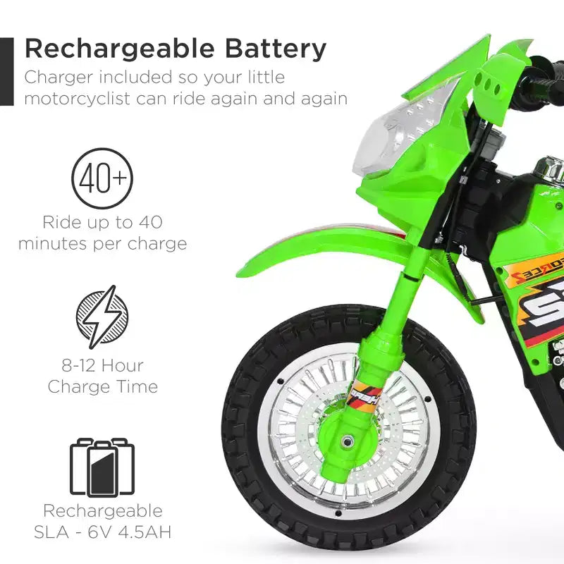Moto Électrique 6V pour Enfants Best Choice Products avec Roues d'Apprentissage, Lumières et Musique