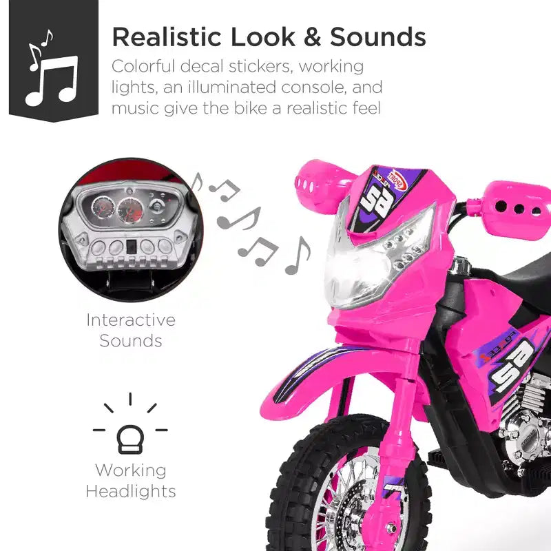Moto Électrique 6V pour Enfants Best Choice Products avec Roues d'Apprentissage, Lumières et Musique