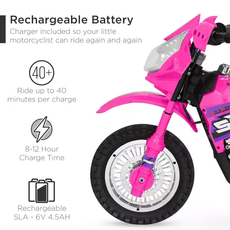 Moto Électrique 6V pour Enfants Best Choice Products avec Roues d'Apprentissage, Lumières et Musique
