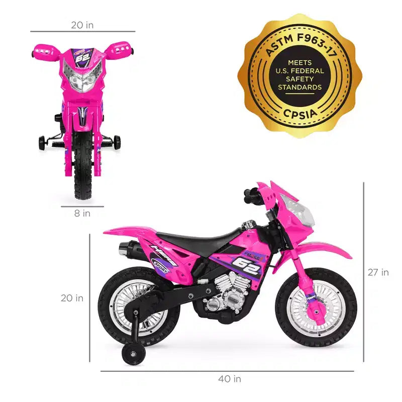 Moto Électrique 6V pour Enfants Best Choice Products avec Roues d'Apprentissage, Lumières et Musique