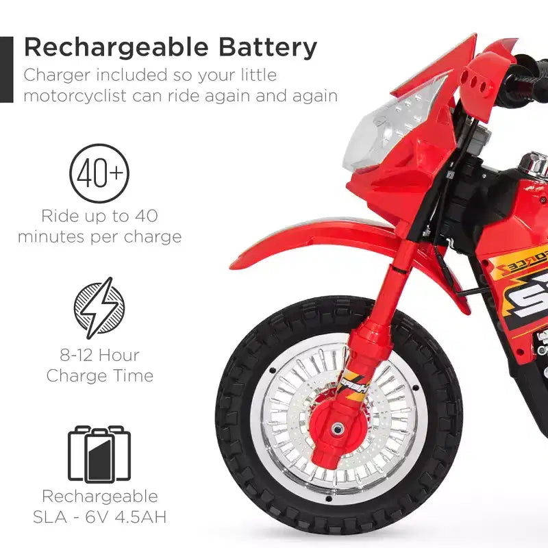 Moto Électrique 6V pour Enfants Best Choice Products avec Roues d'Apprentissage, Lumières et Musique