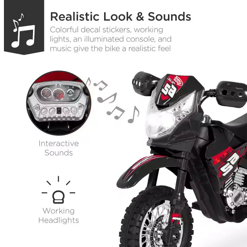 Moto Électrique 6V pour Enfants Best Choice Products avec Roues d'Apprentissage, Lumières et Musique