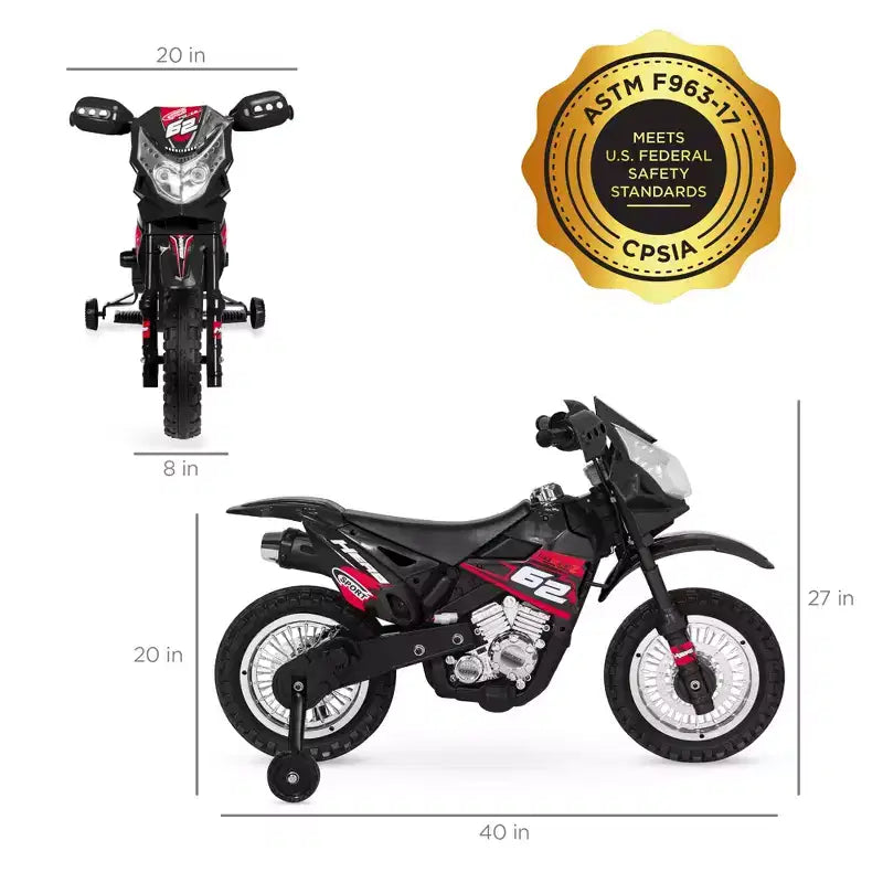 Moto Électrique 6V pour Enfants Best Choice Products avec Roues d'Apprentissage, Lumières et Musique