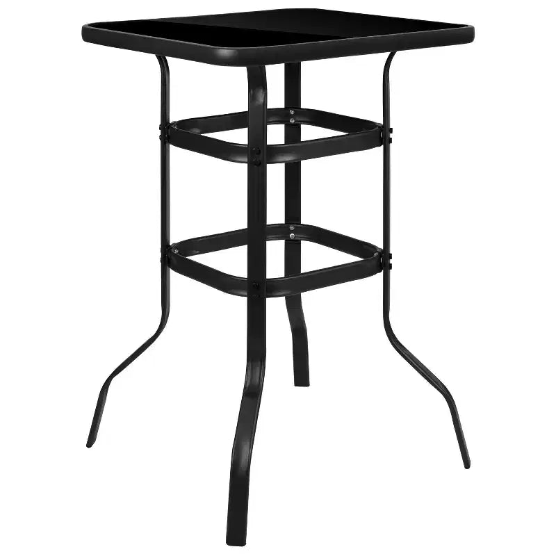Flash Furniture Ensemble de repas d'extérieur - ensemble bistro 2 personnes - table de bar en verre d'extérieur avec tabourets de patio toutes saisons