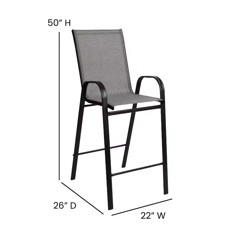 Flash Furniture Ensemble de repas d'extérieur - ensemble bistro 2 personnes - table de bar en verre d'extérieur avec tabourets de patio toutes saisons