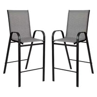 Flash Furniture Ensemble de repas d'extérieur - ensemble bistro 2 personnes - table de bar en verre d'extérieur avec tabourets de patio toutes saisons