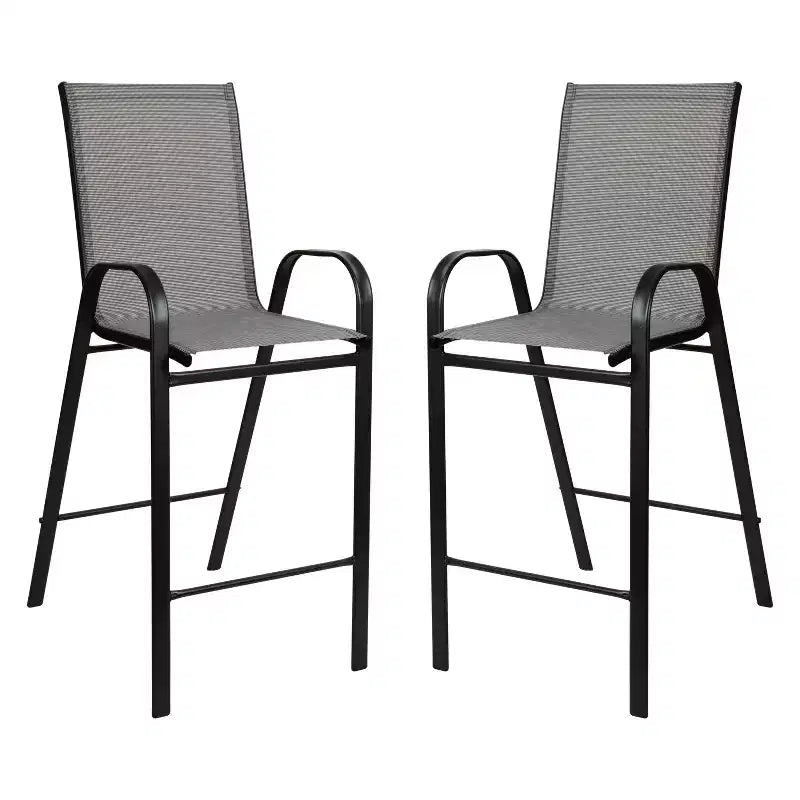 Flash Furniture Ensemble de repas d'extérieur - ensemble bistro 2 personnes - table de bar en verre d'extérieur avec tabourets de patio toutes saisons