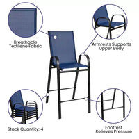 Flash Furniture Ensemble de repas d'extérieur - ensemble bistro 2 personnes - table de bar en verre d'extérieur avec tabourets de patio toutes saisons