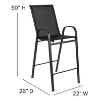 Flash Furniture Ensemble de repas d'extérieur - ensemble bistro 2 personnes - table de bar en verre d'extérieur avec tabourets de patio toutes saisons