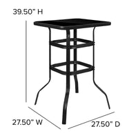 Ensemble de salle à manger d'extérieur Flash Furniture - Ensemble bistrot 4 places - Table de bar en verre d'extérieur avec tabourets de terrasse toutes saisons