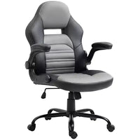 Chaise de bureau Vinsetto ergonomique pour gamer, style baquet, en simili cuir PU, inclinable, avec roulettes pivotantes, Noir / Gris