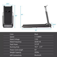 Tapis de course pliable Costway 3 CV compact pour la marche et le jogging avec écran tactile et contrôle par application