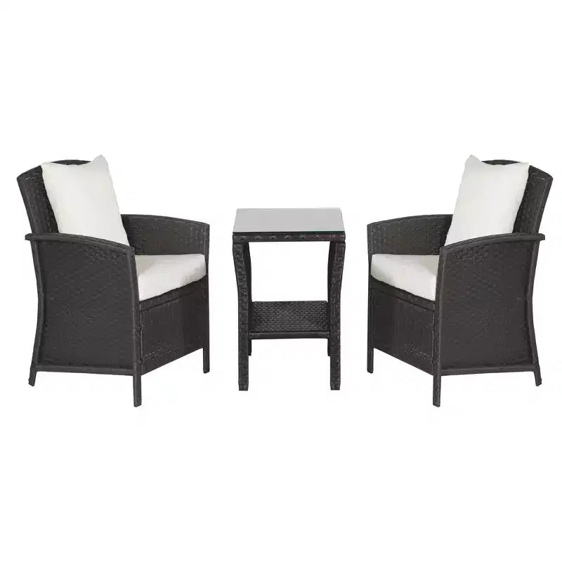 Coaster Home Furnishings Malibu, ensemble bistro d'extérieur incurvé 3 pièces en osier, marron