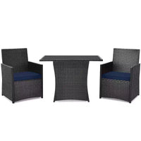 Costway Ensemble de Meubles de Jardin 3 Pièces en Rotin avec Coussins Canapé Accoudoirs