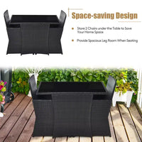Costway Ensemble de Meubles de Jardin 3 Pièces en Rotin avec Coussins Canapé Accoudoirs