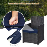 Costway Ensemble de Meubles de Jardin 3 Pièces en Rotin avec Coussins Canapé Accoudoirs