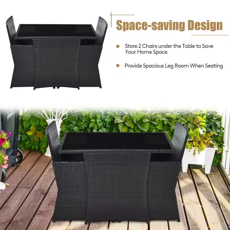 Costway Ensemble de Meubles de Jardin 3 Pièces en Rotin avec Coussins Canapé Accoudoirs