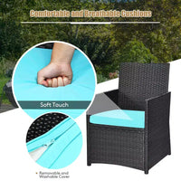 Costway Ensemble de Meubles de Jardin 3 Pièces en Rotin avec Coussins Canapé Accoudoirs