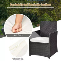 Costway Ensemble de Meubles de Jardin 3 Pièces en Rotin avec Coussins Canapé Accoudoirs