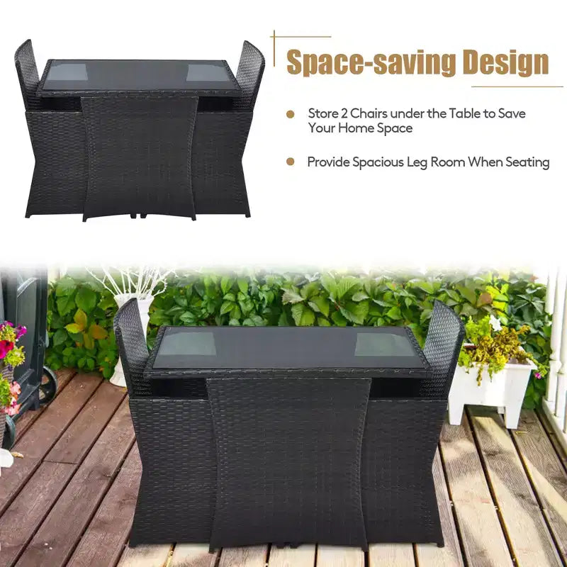 Costway Ensemble de Meubles de Jardin 3 Pièces en Rotin avec Coussins Canapé Accoudoirs