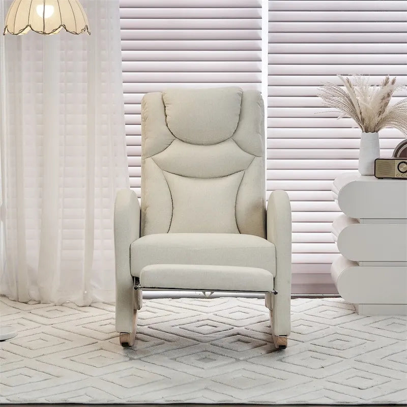 Fauteuil à Bascule d'Allaitement Ergonomique en Tissu avec Repose-Pieds Réglable