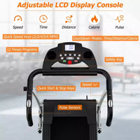 Tapis Roulant Pliable Costway 2 CV Jusqu'à 12 km/h, Machine de Course Motorisée, 12 Programmes Prédéfinis et Écran LCD