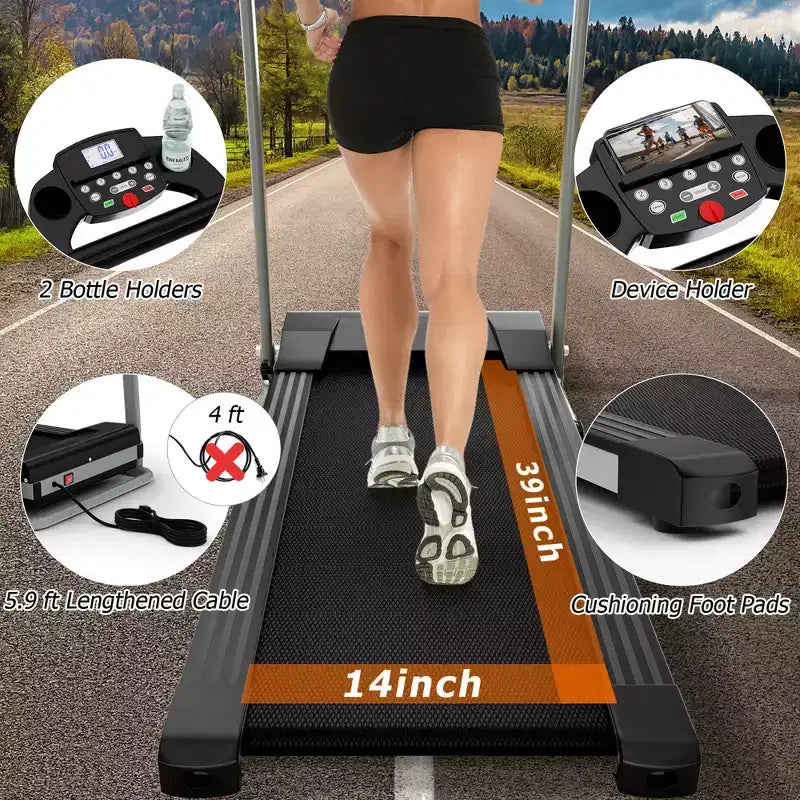 Tapis Roulant Pliable Costway 2 CV Jusqu'à 12 km/h, Machine de Course Motorisée, 12 Programmes Prédéfinis et Écran LCD