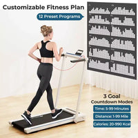 Costway Tapis Roulant Pliant 3-en-1 2.25 CV avec Support pour Tablette, Haut-Parleur, Télécommande, pour Maison et Bureau, Blanc