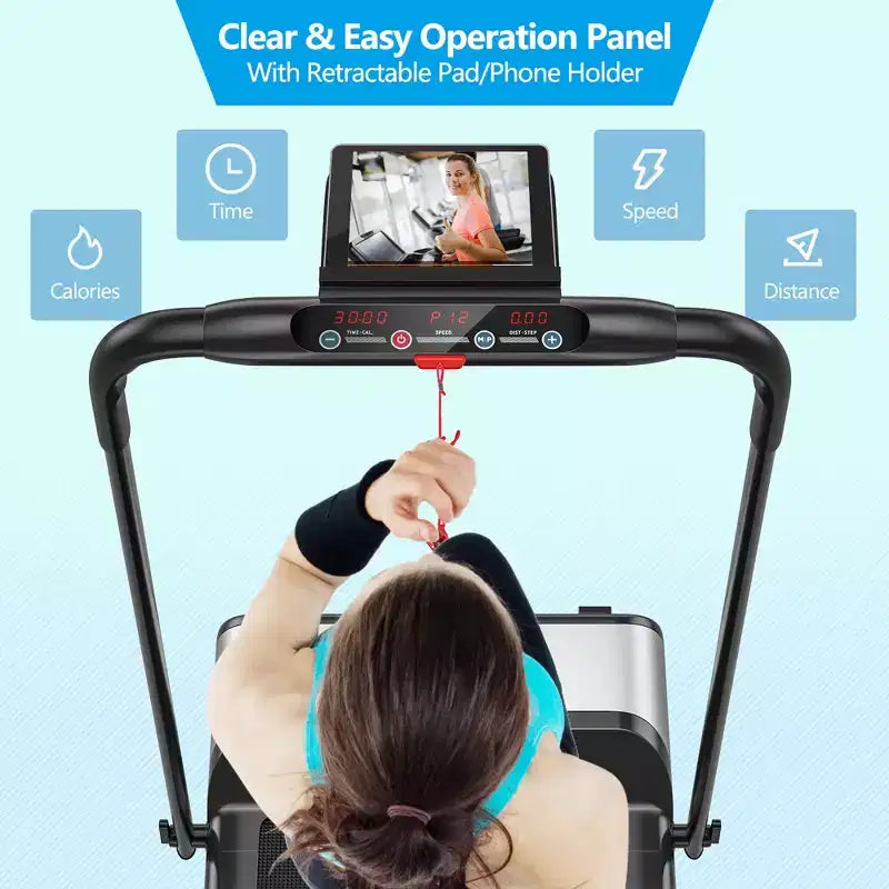 Costway Tapis de course pliant sans installation ultra-fin, machine de fitness d'exercice à 5 couches